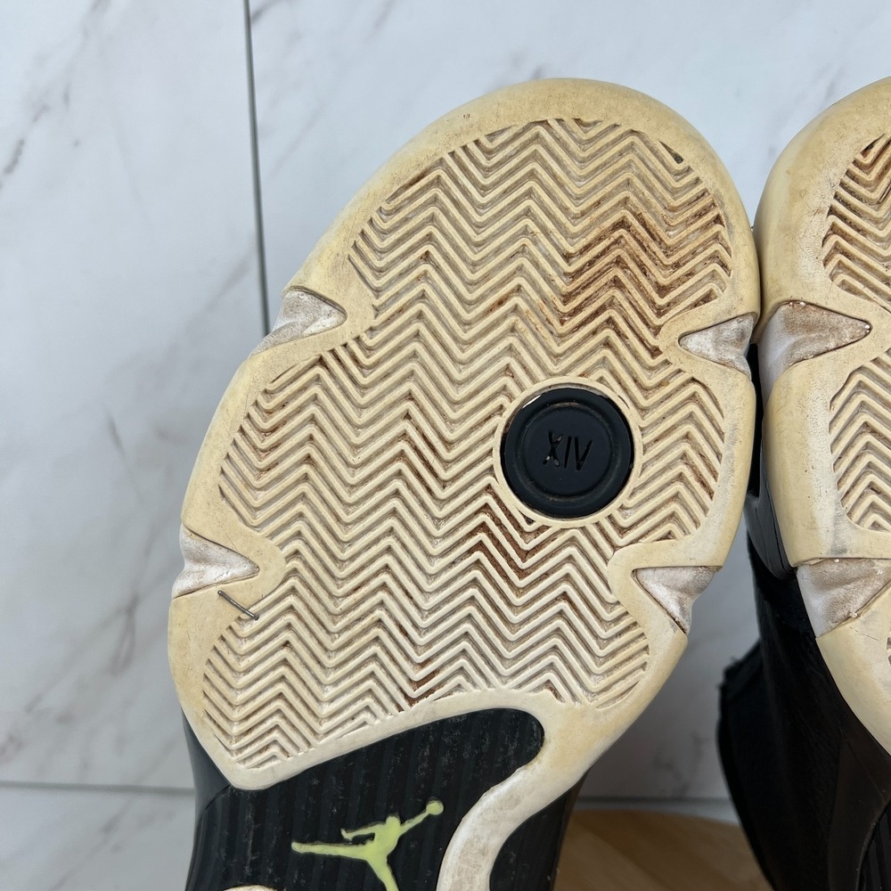 Nike Air Jordan 14 Indiglo Mens Size 12 Black Green Sneakers Shoes 487471-005 - Picture 7 of 12